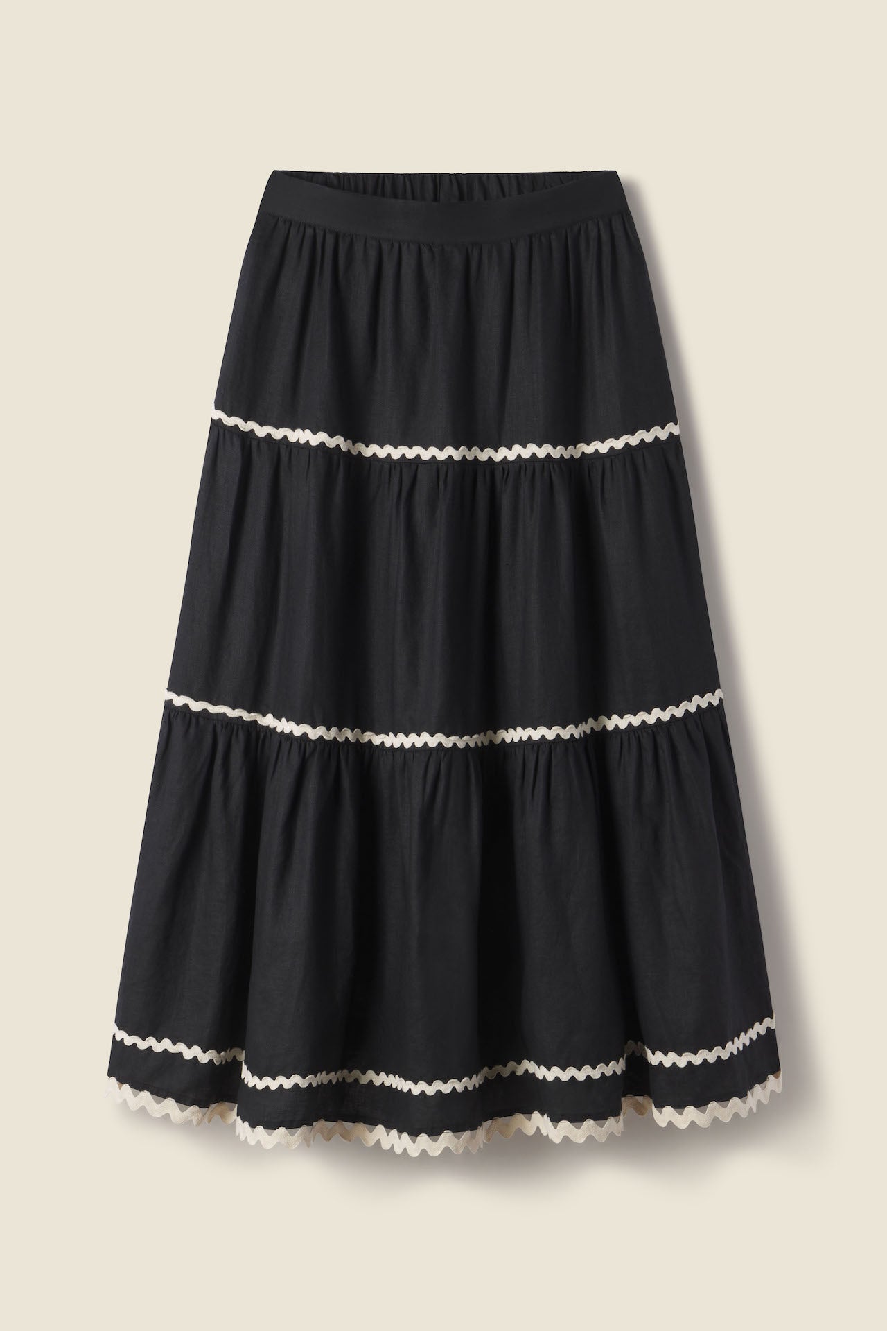 Makena "C" Skirt Black Linen