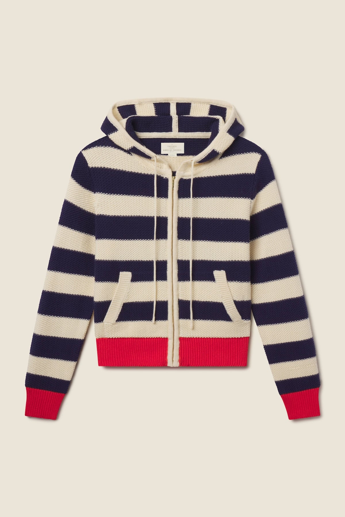 Rafa Zip-Up Hoodie Antique White/Navy Stripe