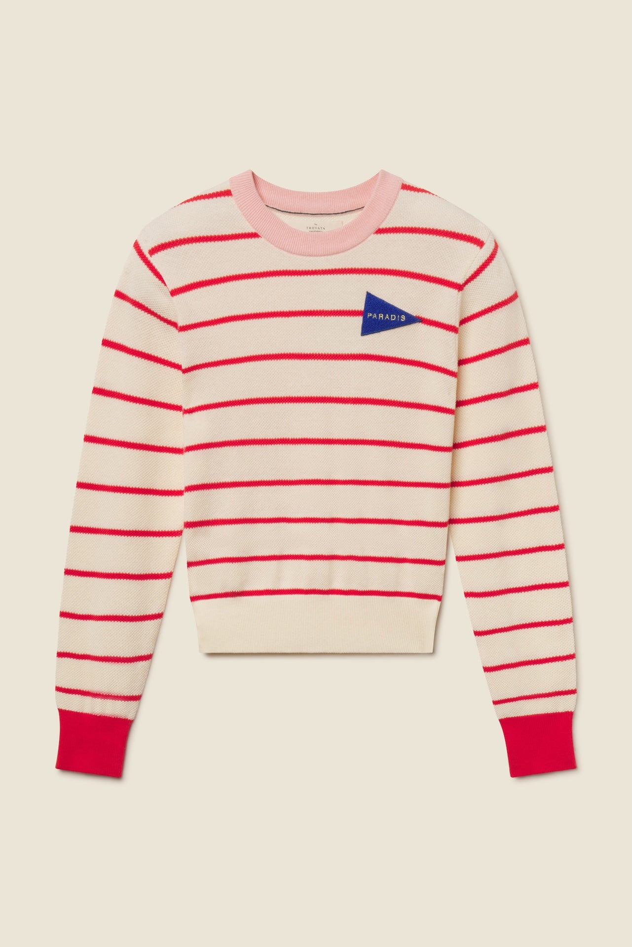 Cleo Sweater Antique White W/ Red Stripe