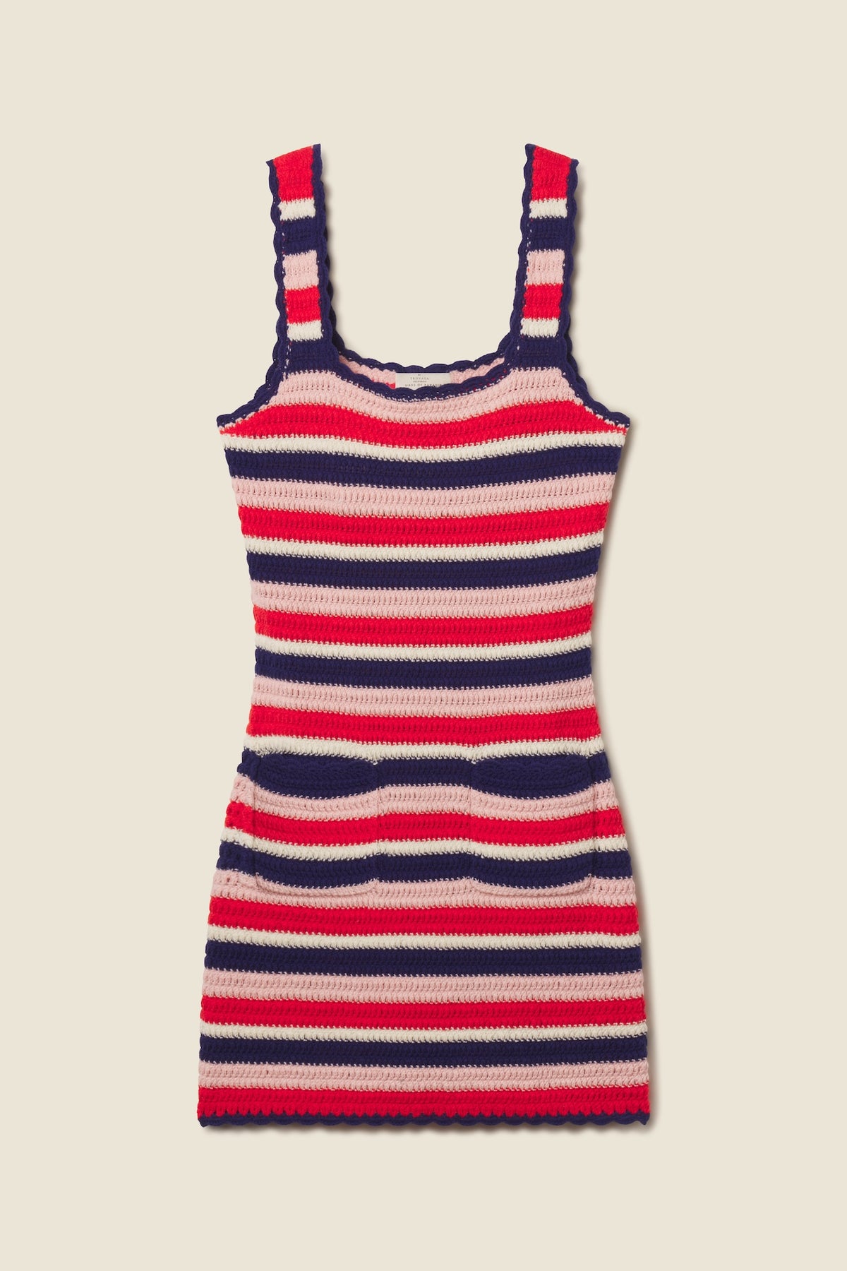 sweater knit tank dress Trovata Jaida in Multi Stipe S choker neckline
