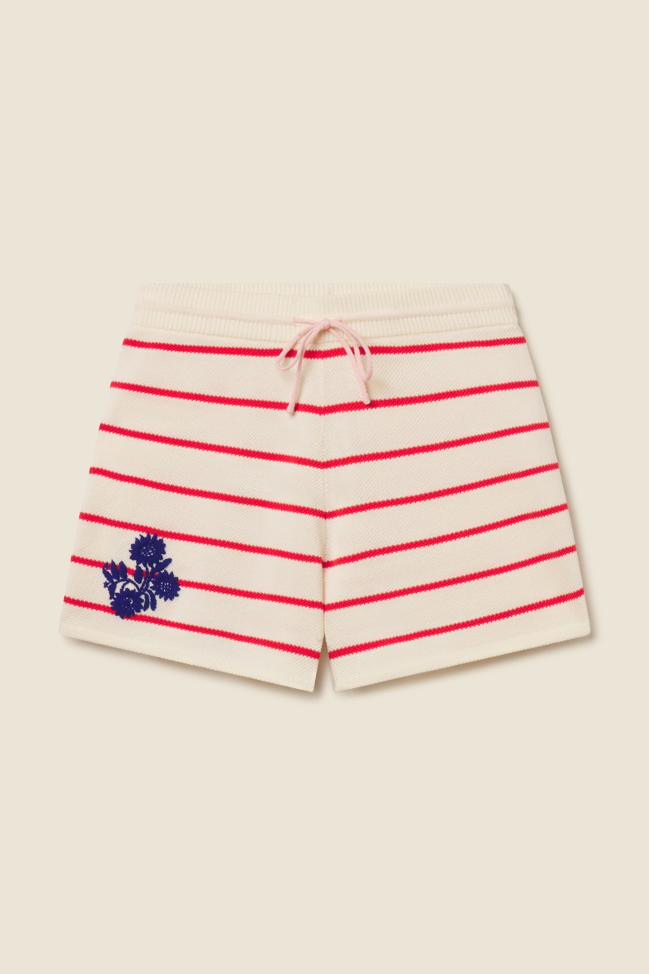 Emery Sweater Short Antique White W/ Red Stripe
