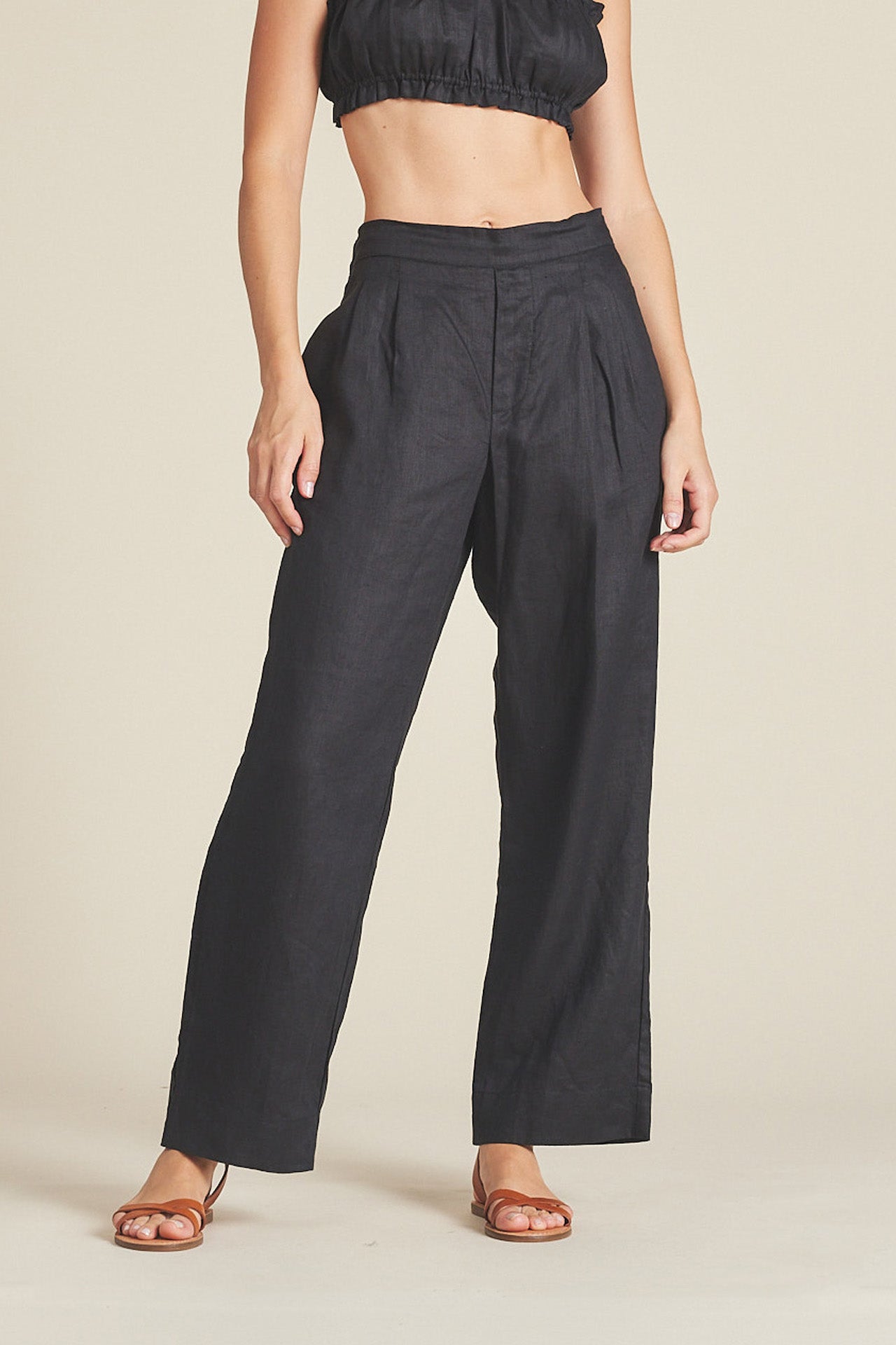 Leigh Pant Black Linen