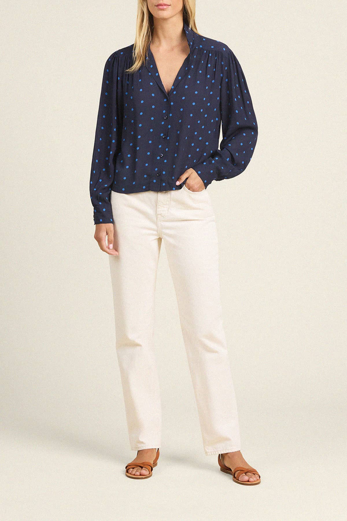 Amara Blouse Azure Polka Dot