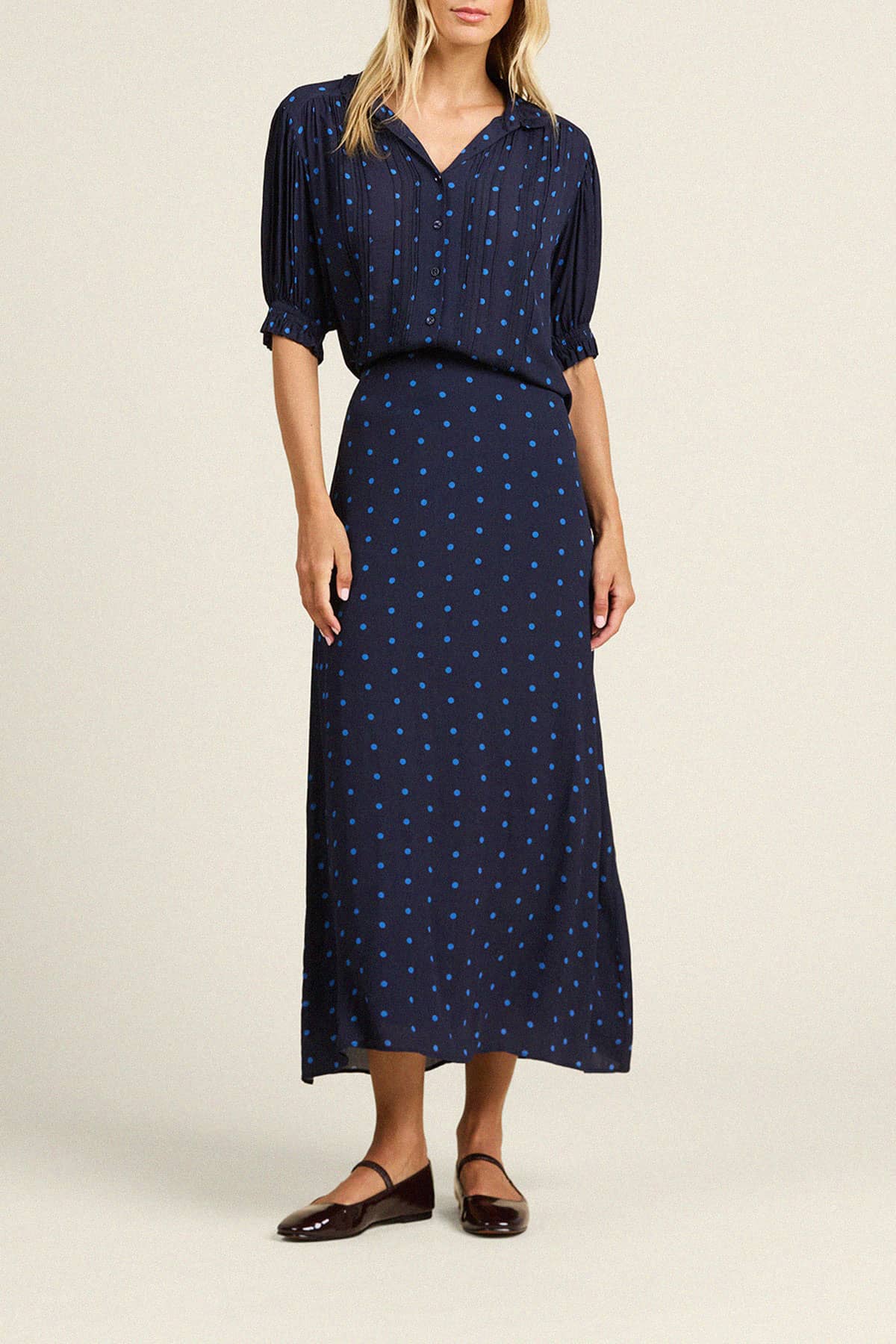 Gemma Blouse Azure Polka Dot