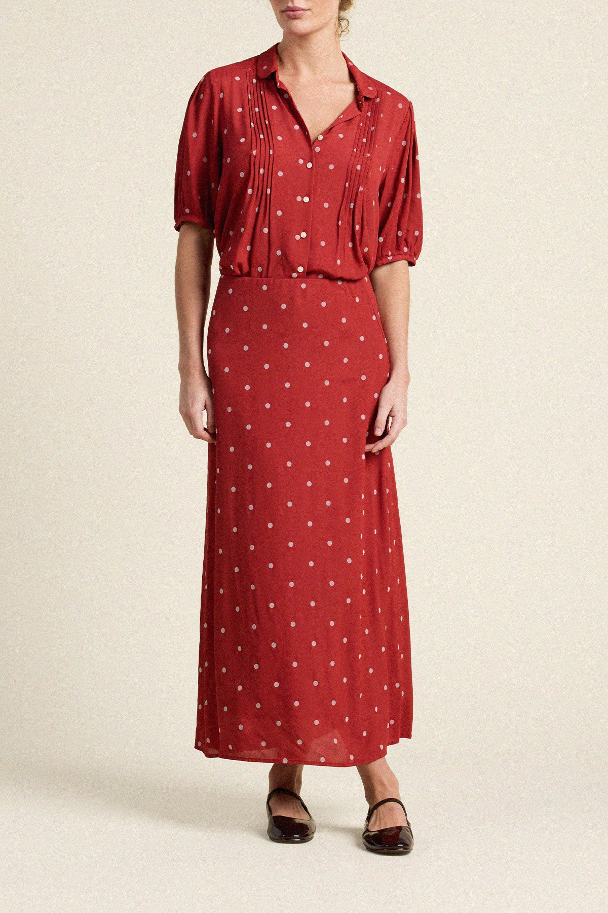 Trovata Demi skirt in Berry Dot, viscose — view 2