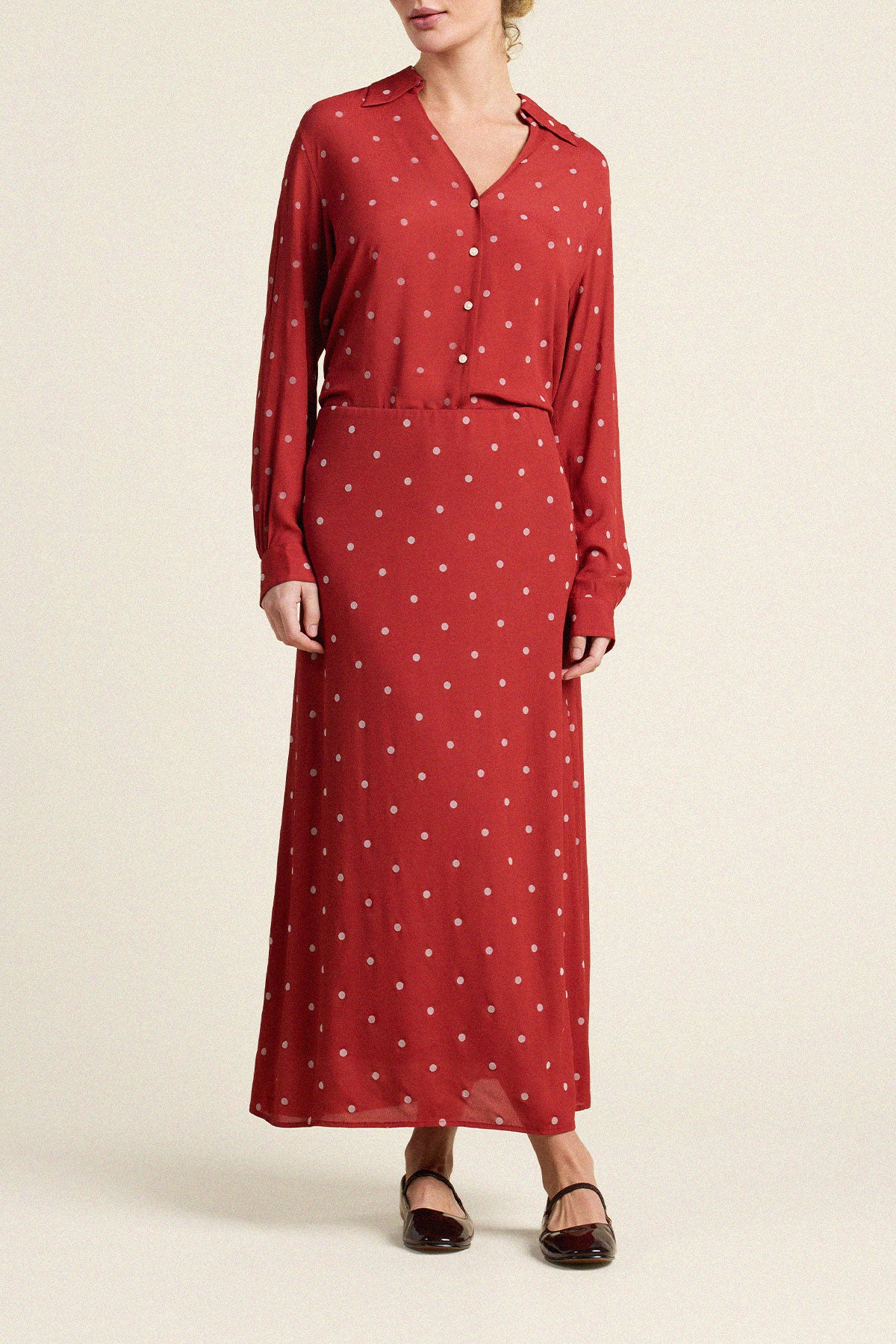 Trovata Justine blouse in Berry Dot, viscose — view 3