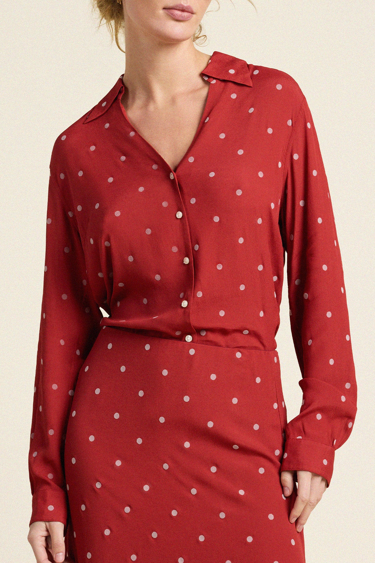 Trovata Justine blouse in Berry Dot, viscose — view 2