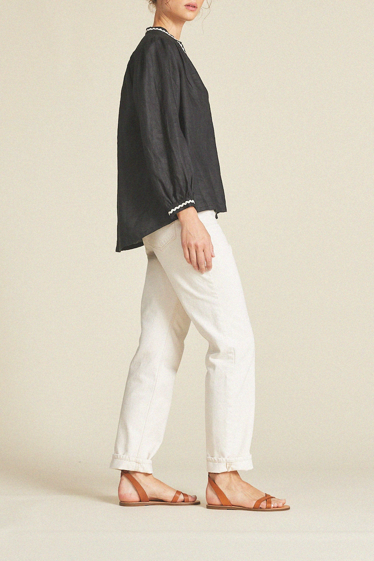 Bailey Blouse Black Linen