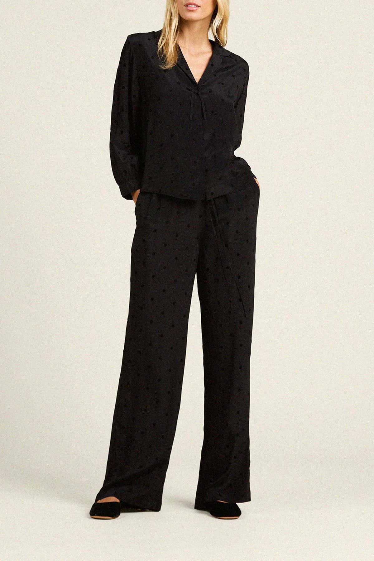 Yvonne Blouse Black Polka Dots