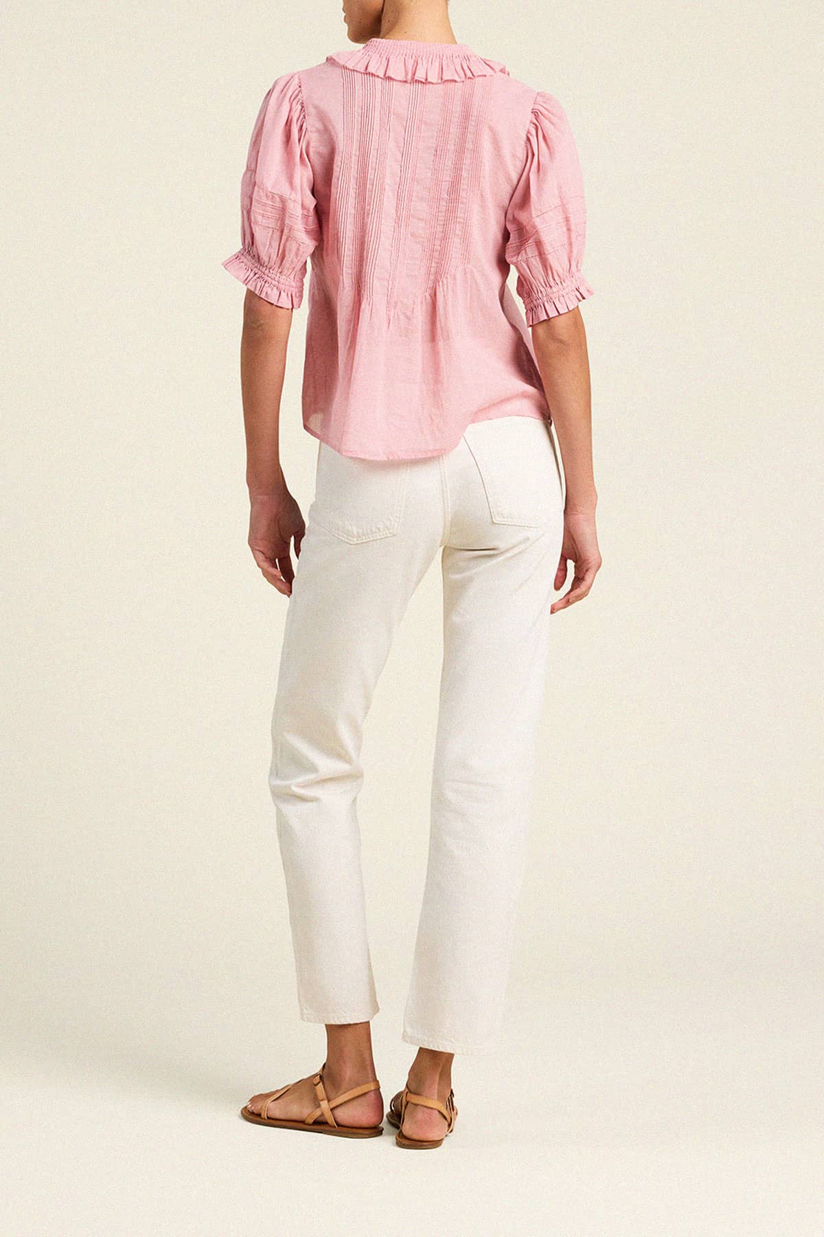 Jess Blouse Blush Houndstooth