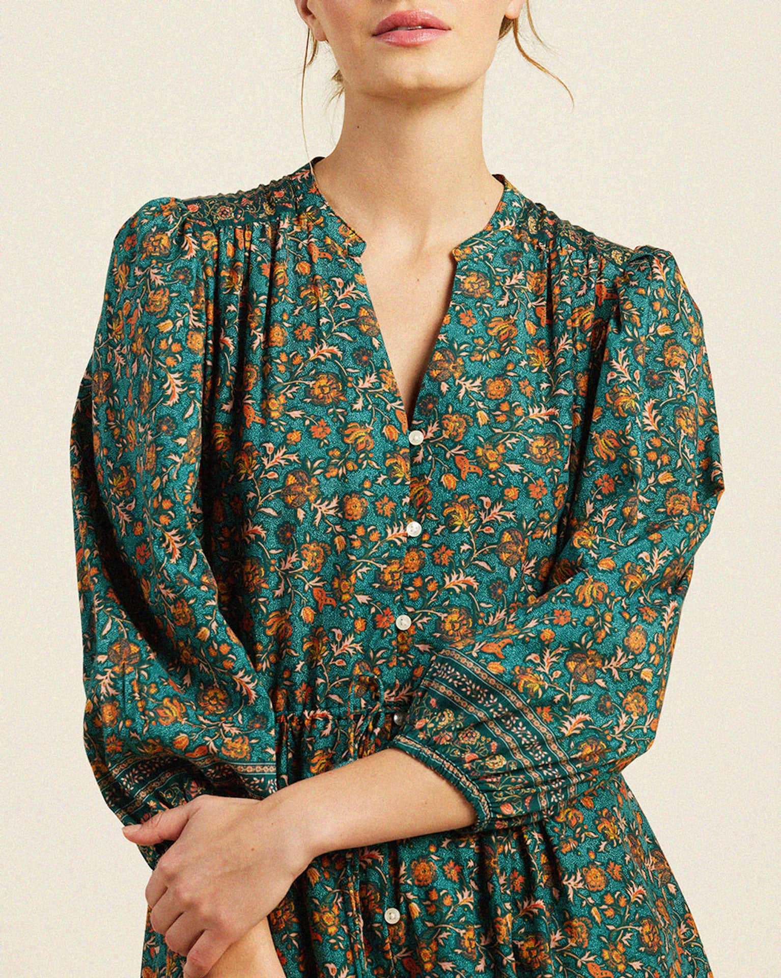 Sylvie Dress Botanical Border