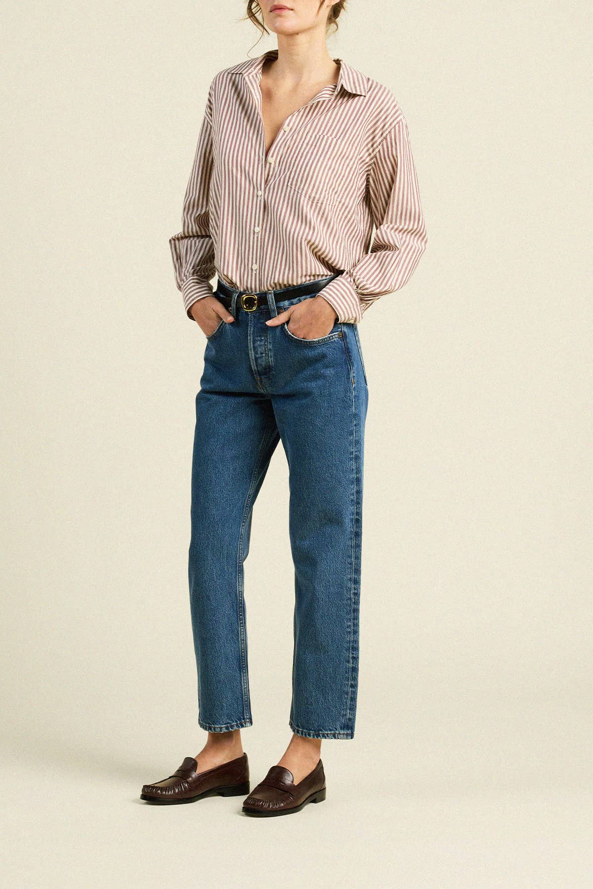 Blake Oversized Shirt Burgundy Stripe