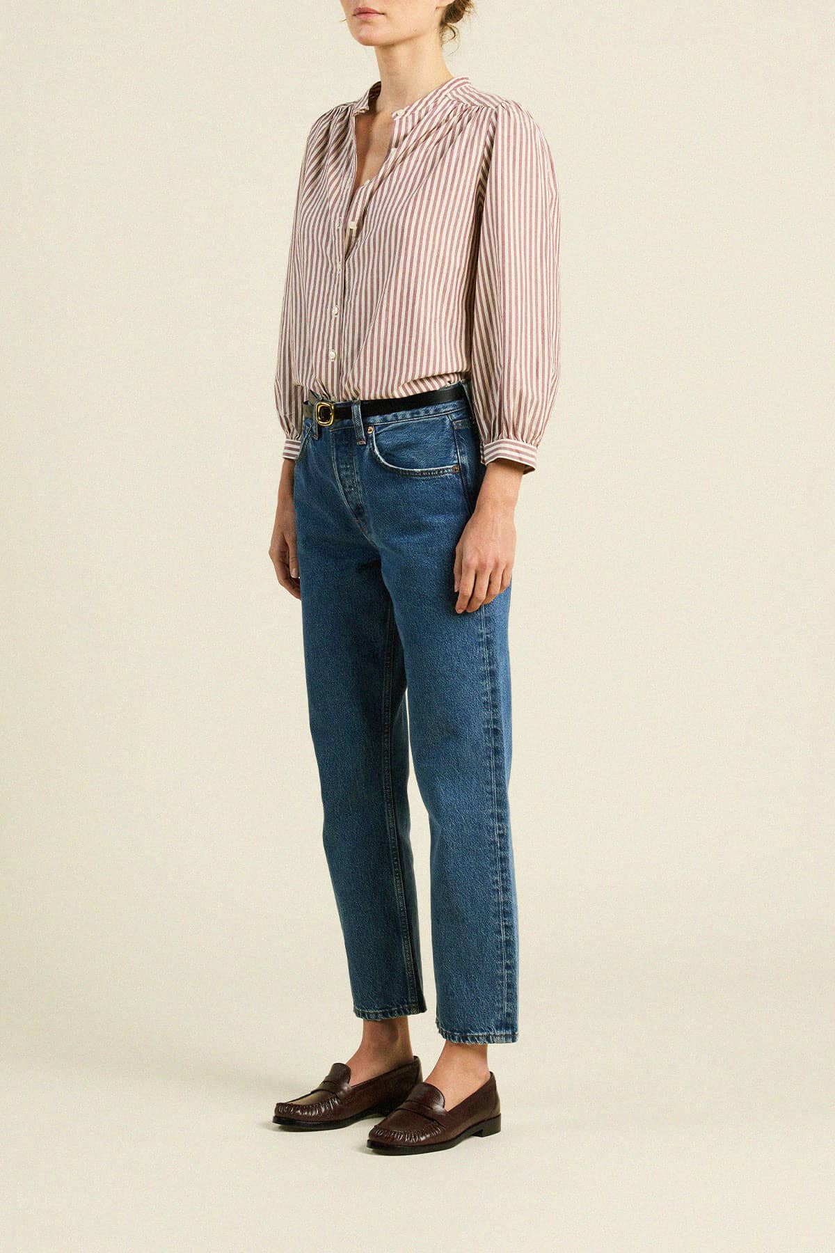 Clara Blouse Burgundy Stripe