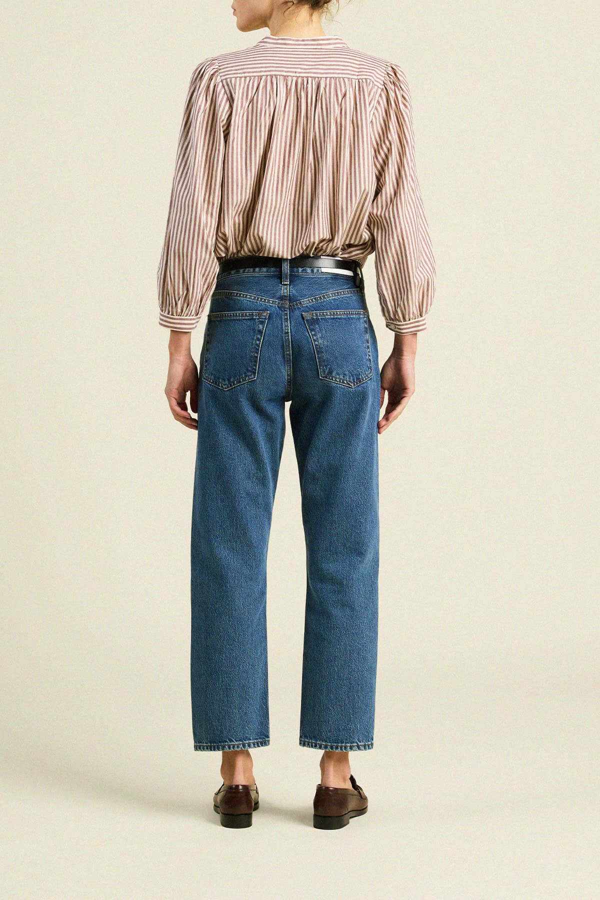 Clara Blouse Burgundy Stripe