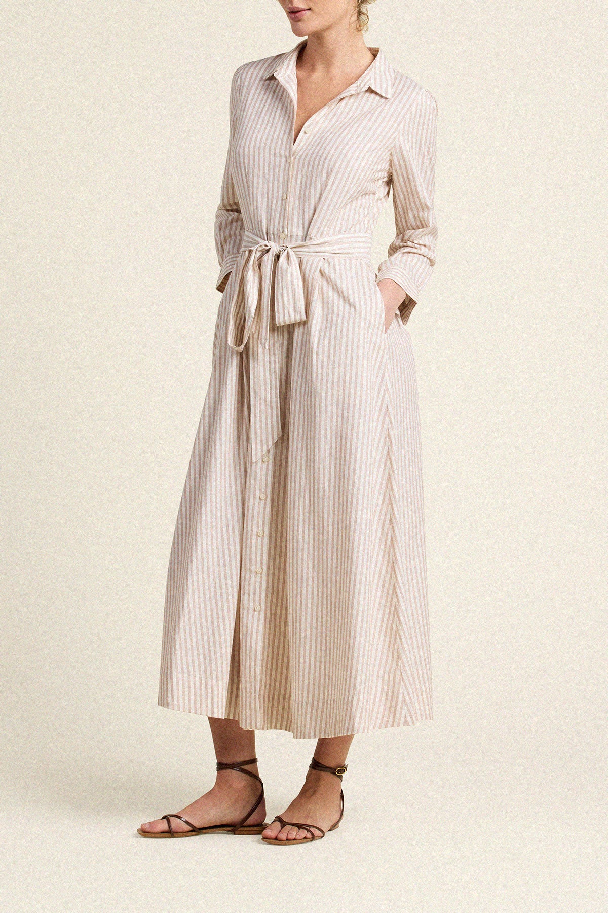 Trovata Emmelie dress in Carmel Stripe, cotton — view 4