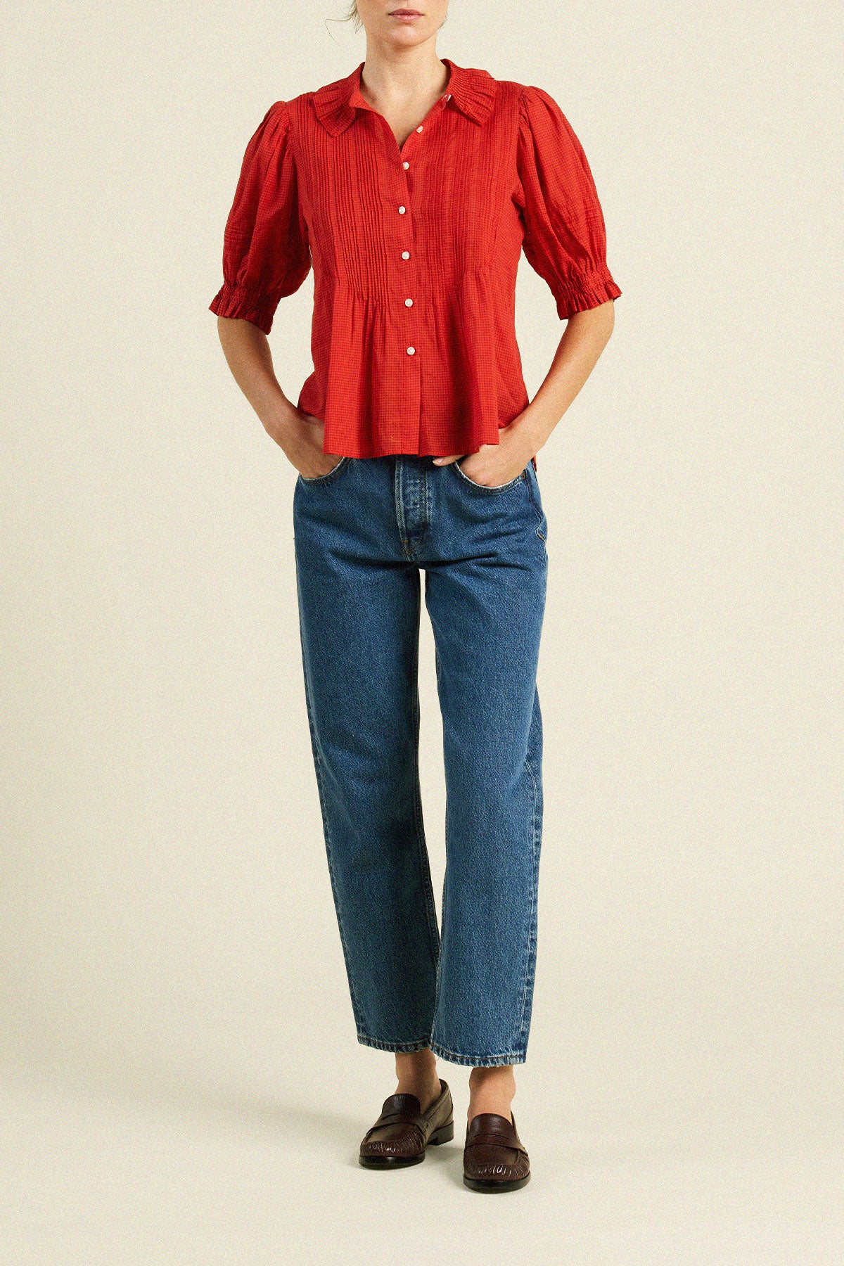 Jess Blouse Crimson Check
