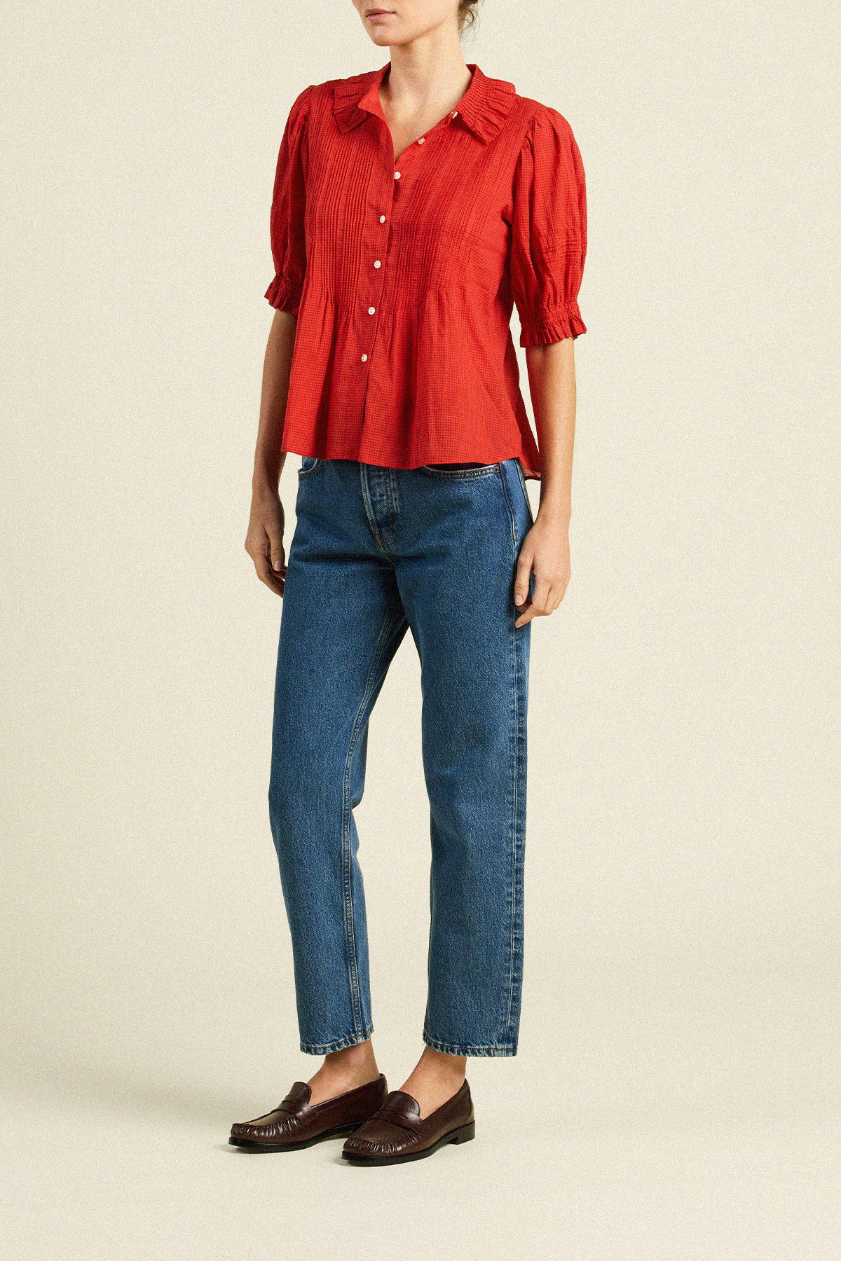 Jess Blouse Crimson Check