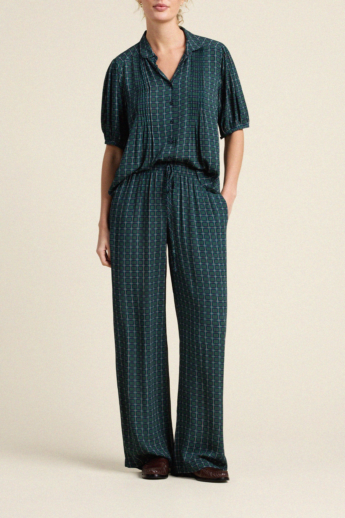 Trovata Nadine blouse in Davenport Plaid, viscose — view 3