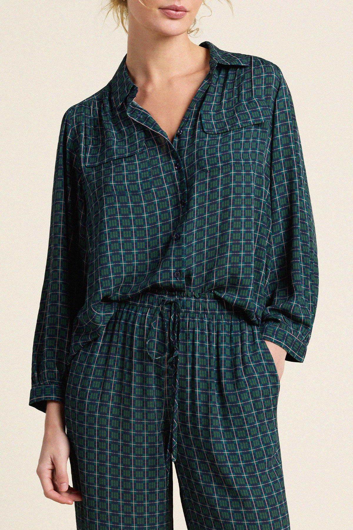 Trovata Zola blouse in Davenport Plaid, viscose — view 2