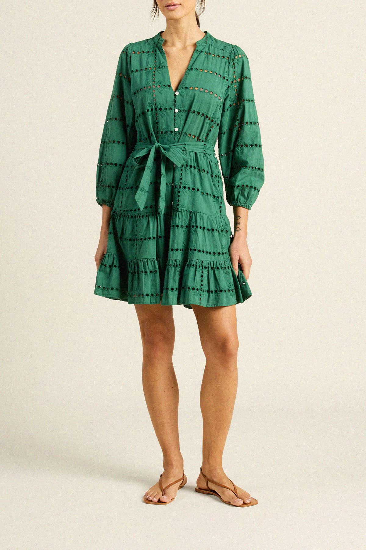 Celeste Dress Emerald Eyelet