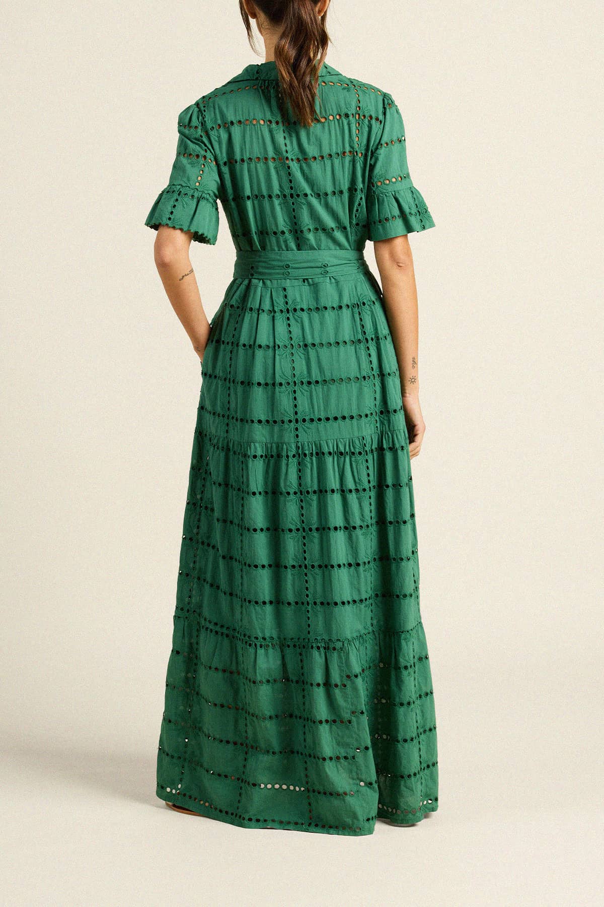 Martine Dress Emerald Eyelet