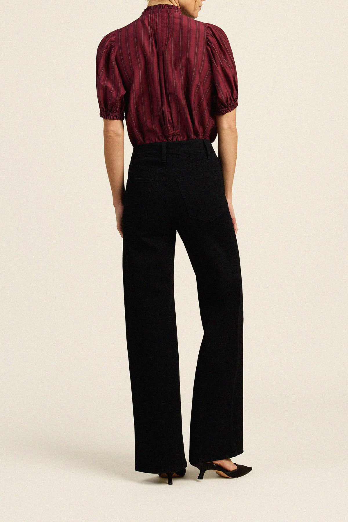 Trovata Mira blouse in Garnet Stripe, cotton-silk blend — view 5