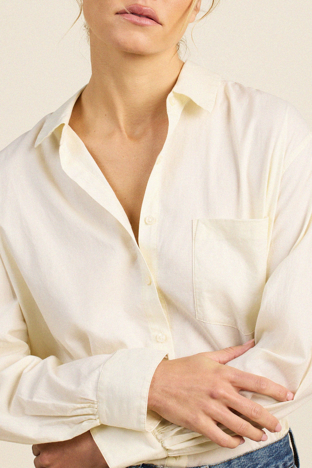 Trovata Blake oversized shirt in Cream, cotton — view 2