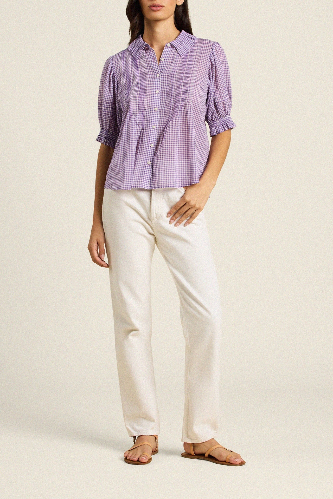 Jess Blouse Lilac Gingham