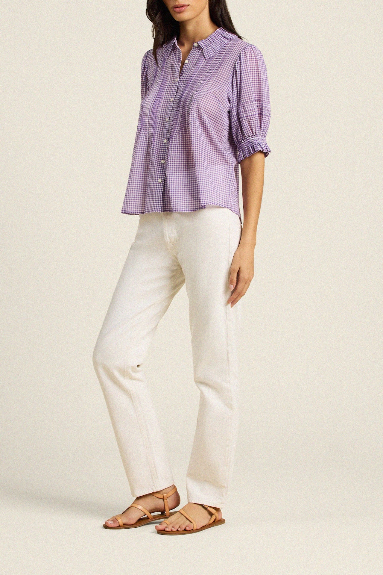 Jess Blouse Lilac Gingham
