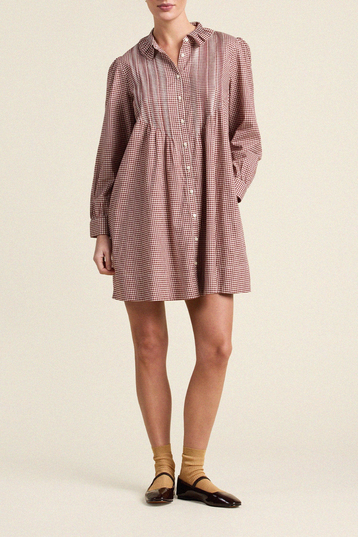 Trovata Olive dress in Mahogany Check, cotton — view 3