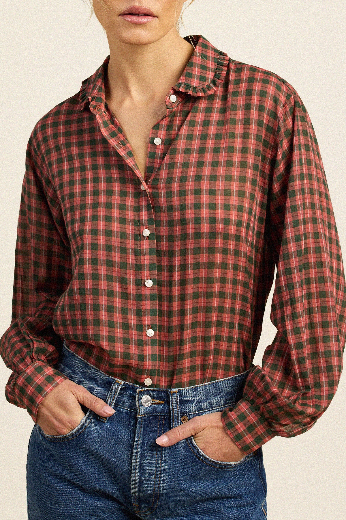 Trovata Sawyer shirt in Maple Check, cotton — view 2