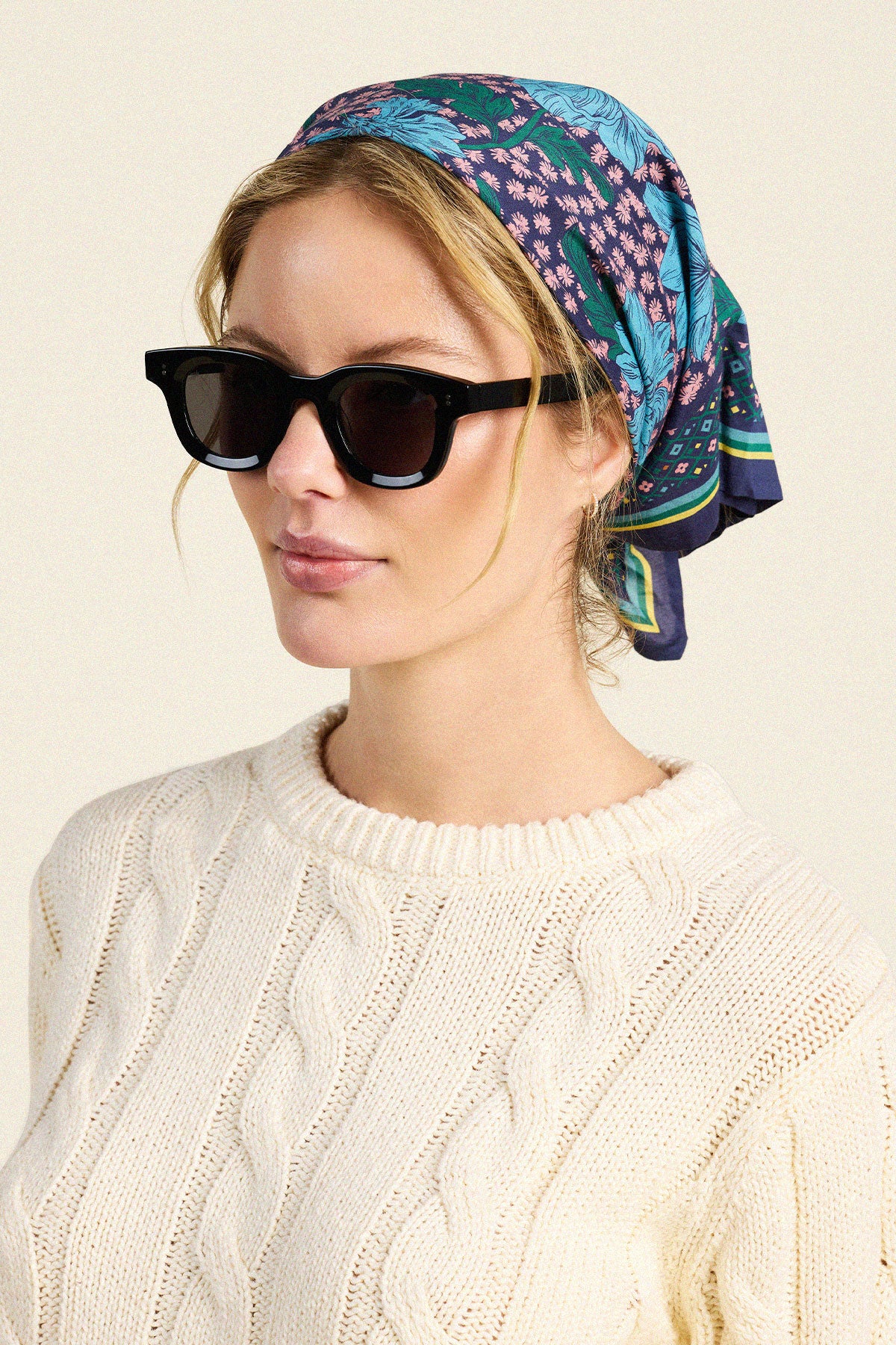 Trovata Charlotte scarf in Midnight Trellis, cotton-silk blend — view 2