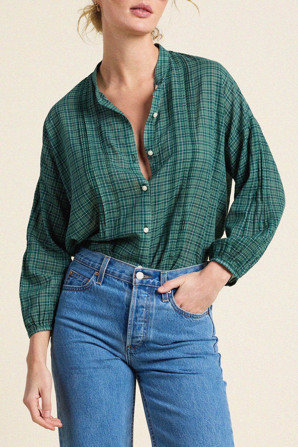 Trovata Jordyn blouse in Muir Tartan, cotton — view 2
