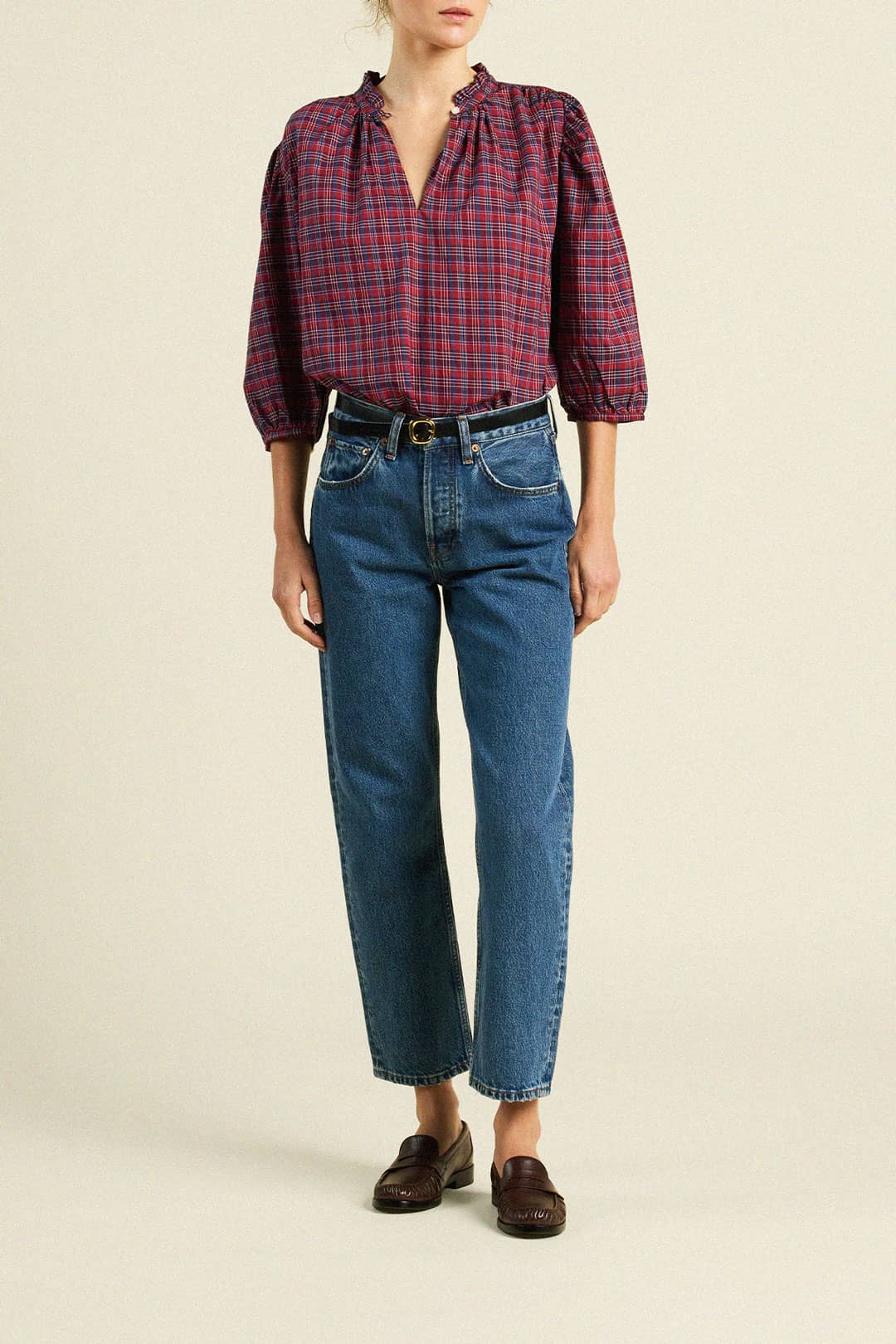 Orly Blouse Mulled Wine Plaid