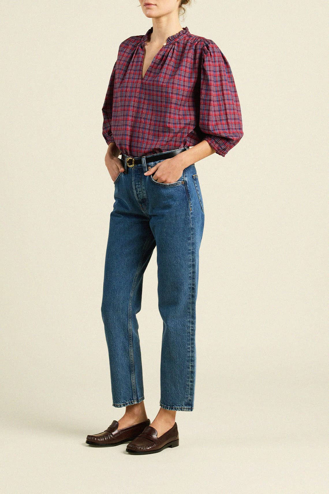 Orly Blouse Mulled Wine Plaid