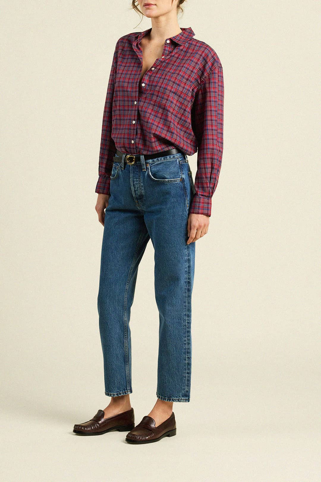Blake Oversized Shirt Mulled Wine Plaid