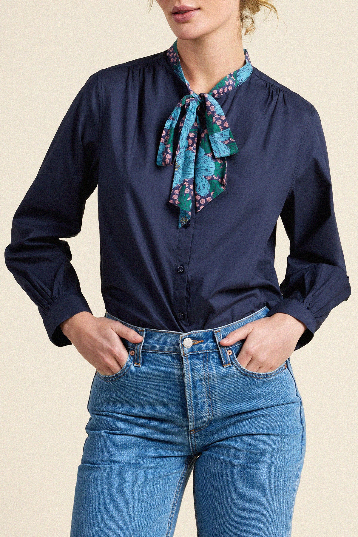 Trovata Mary Todd blouse in Navy, cotton — view 2