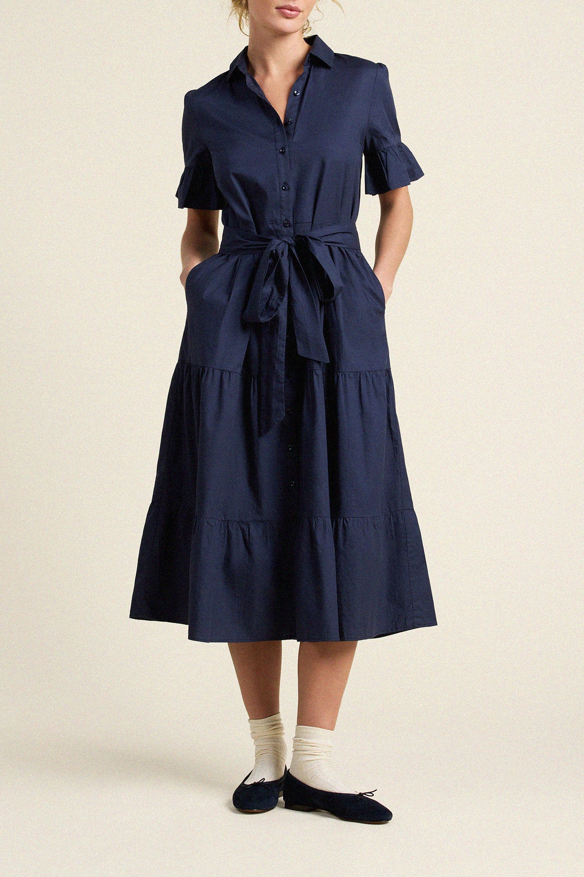 Trovata Martiana dress in Navy, cotton — view 3