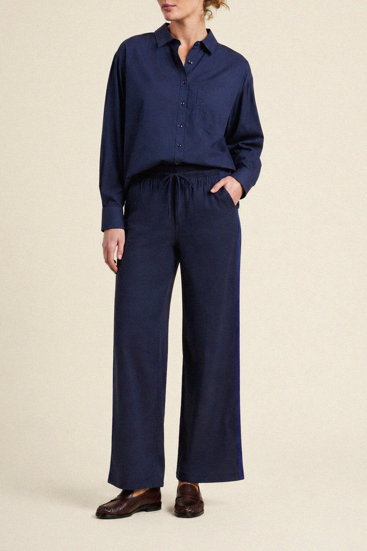 Trovata Blake oversized shirt in Navy, cotton — view 2
