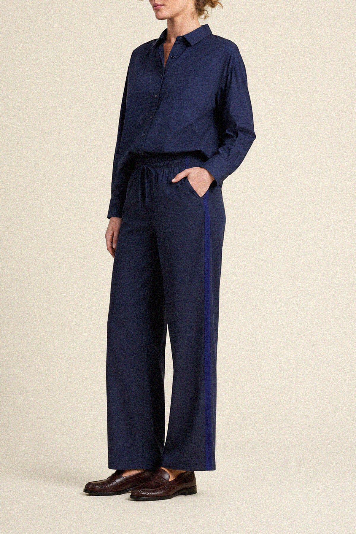 Trovata Blake oversized shirt in Navy, cotton — view 3