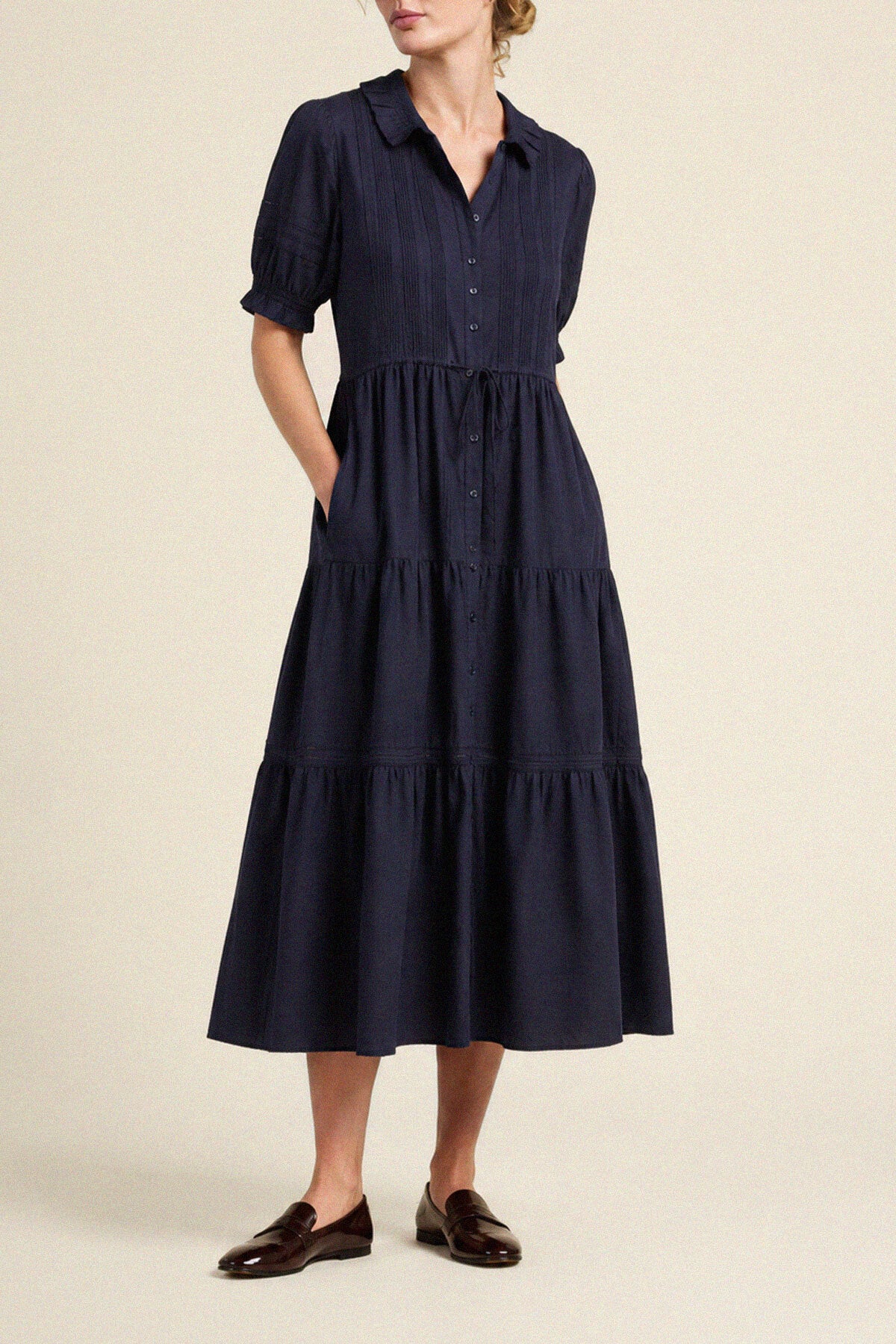 Trovata Elodie dress in Navy, cotton — view 2