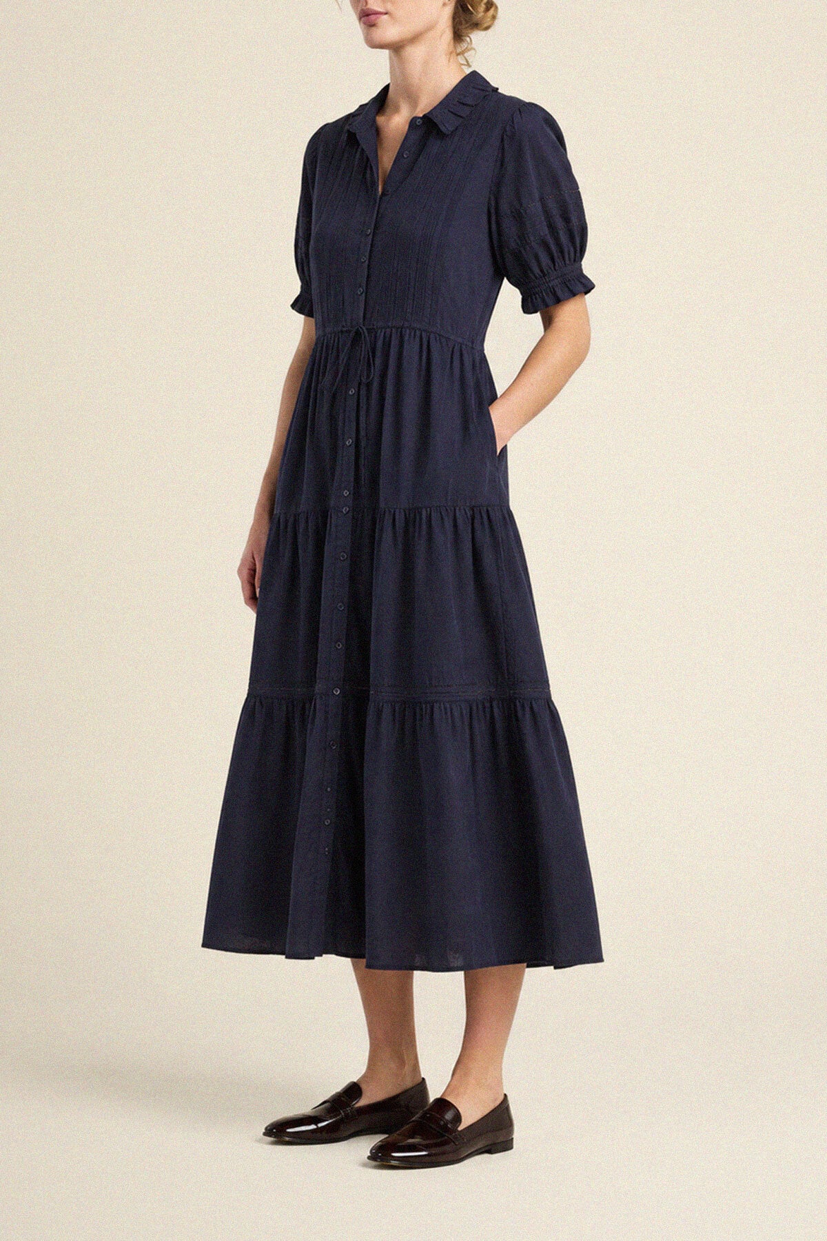 Trovata Elodie dress in Navy, cotton — view 3