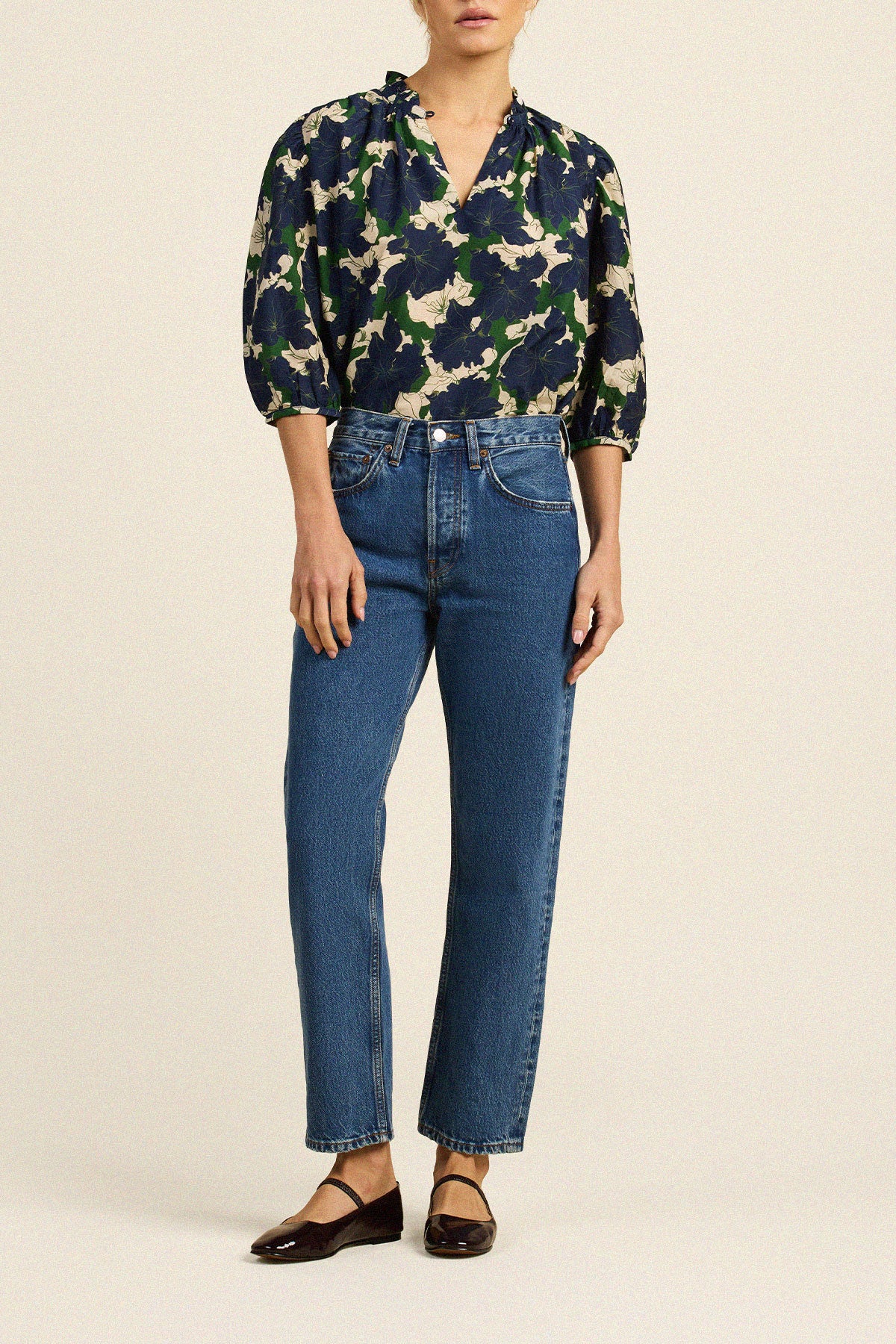 Trovata Orly blouse in Nightfall Bloom, cotton-silk blend — view 3