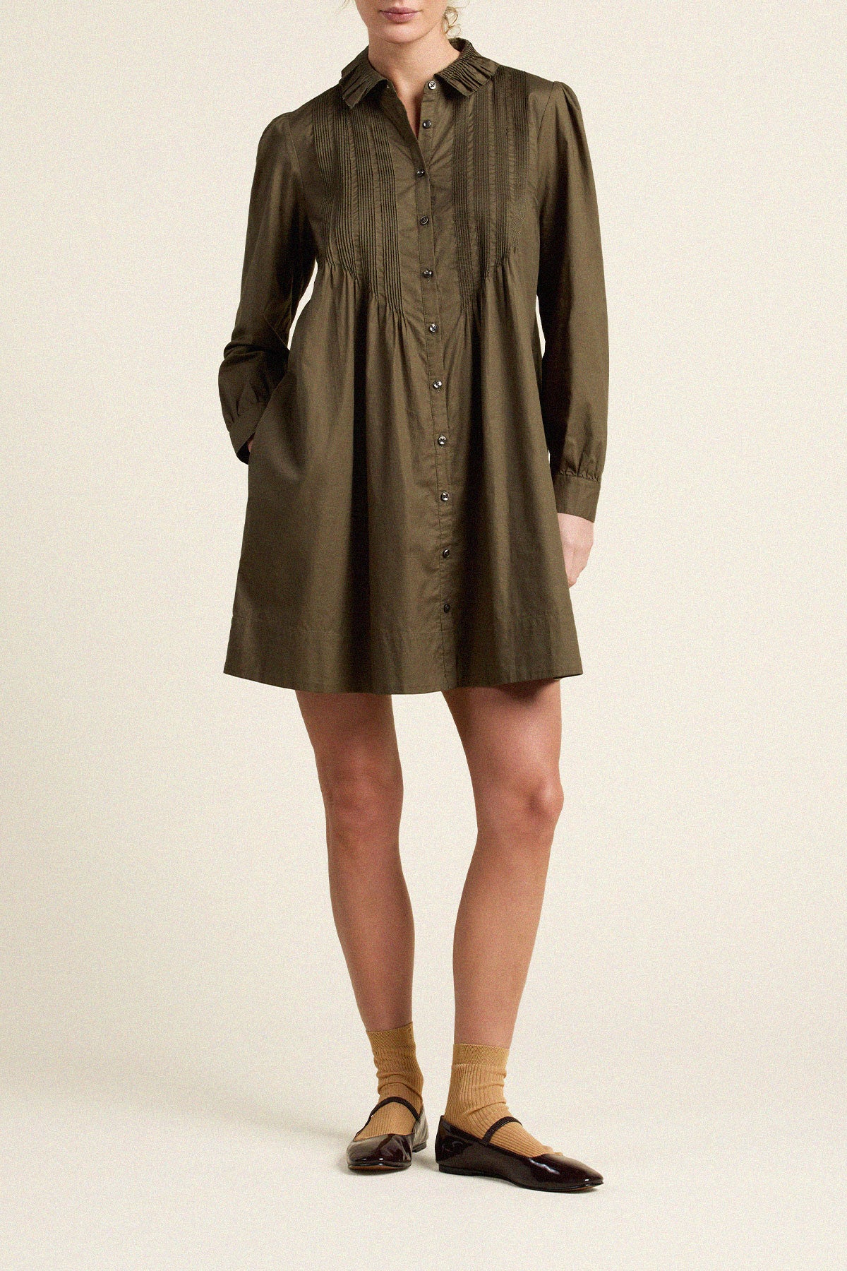 Trovata Olive dress in Olive, cotton — view 3