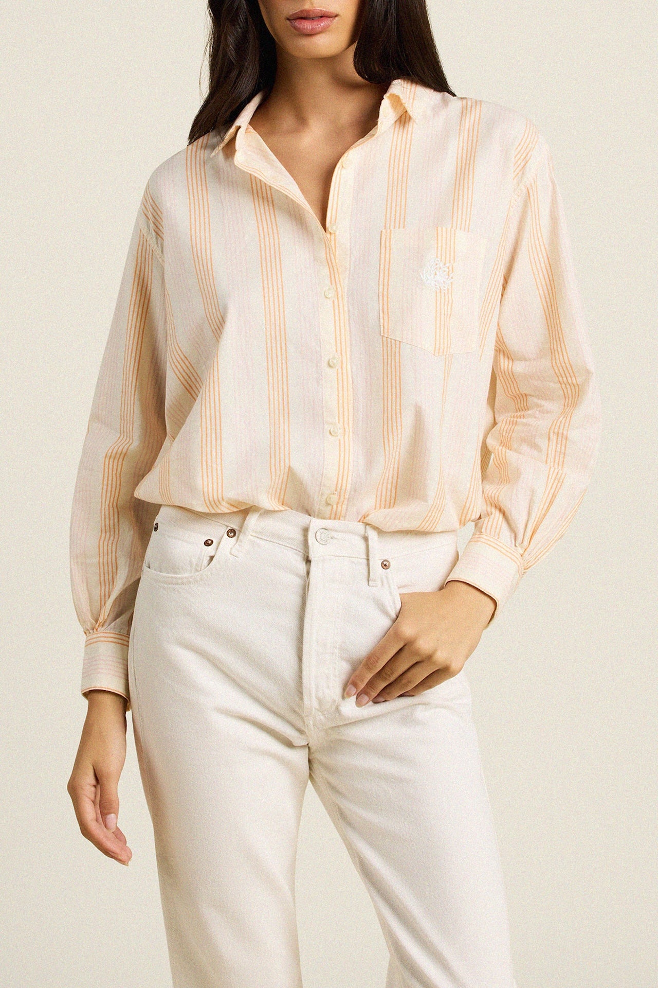 Blake Oversized Shirt w/ Ruffles Paradis Stripe
