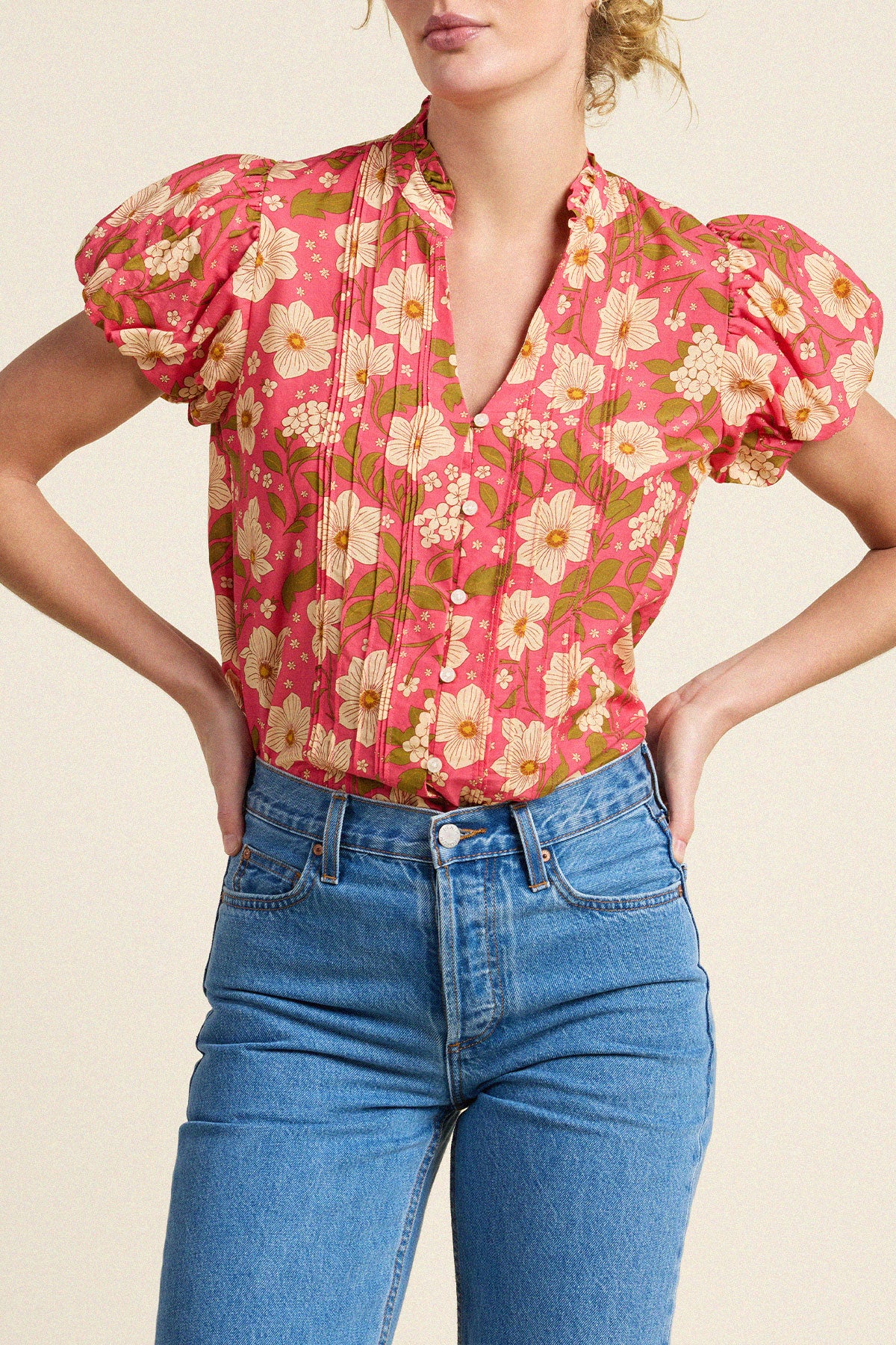 Trovata Luna blouse in Rancho Rose, cotton-viscose blend — view 2