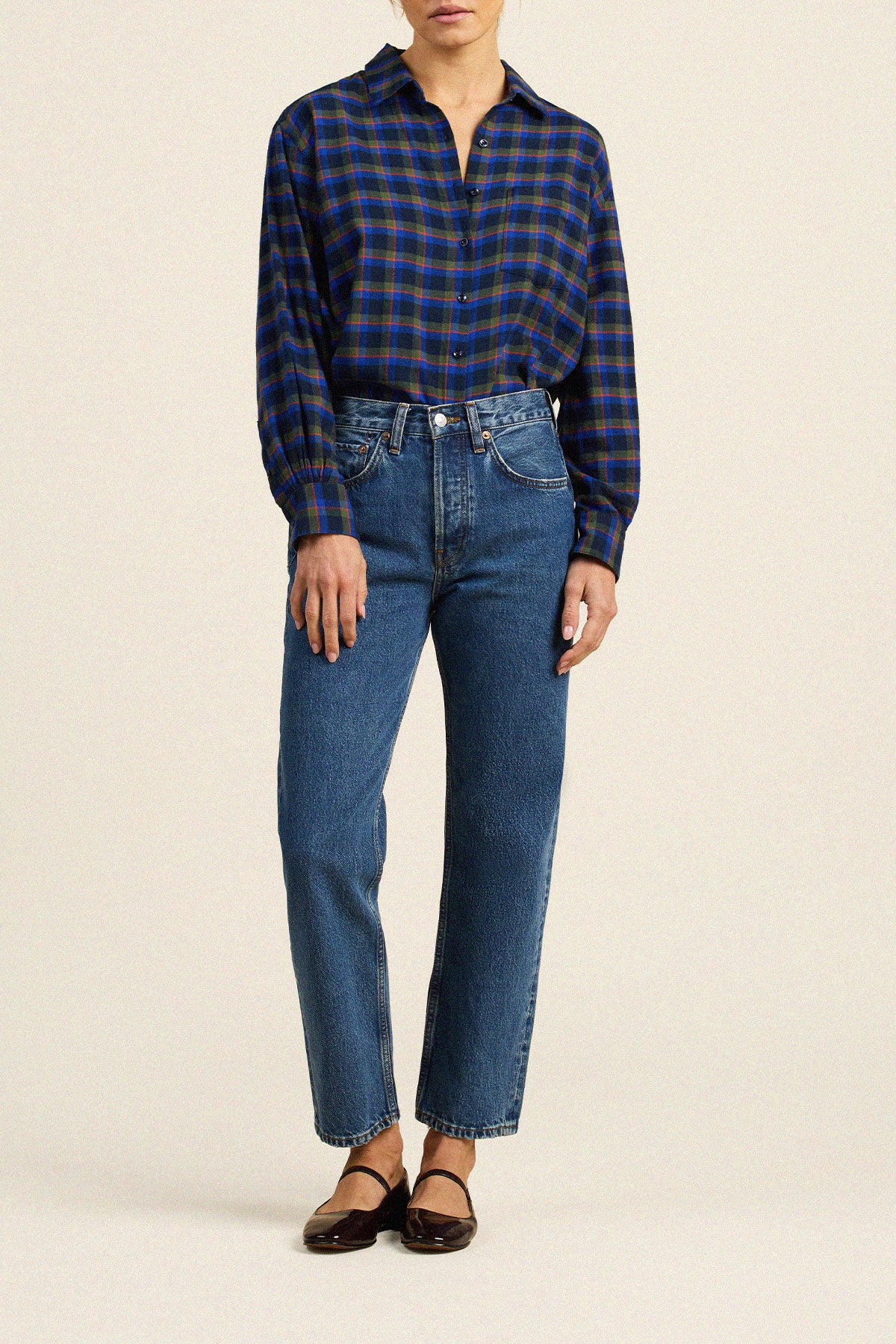 Trovata Blake oversized shirt in Winter Regatta Plaid, cotton — view 3