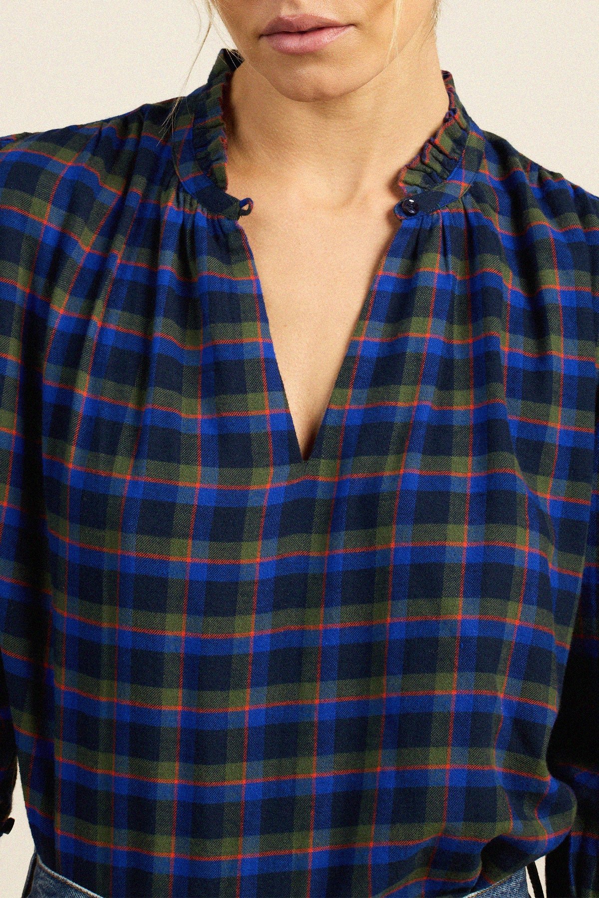 Trovata Orly blouse in Winter Regatta Plaid, cotton — view 2