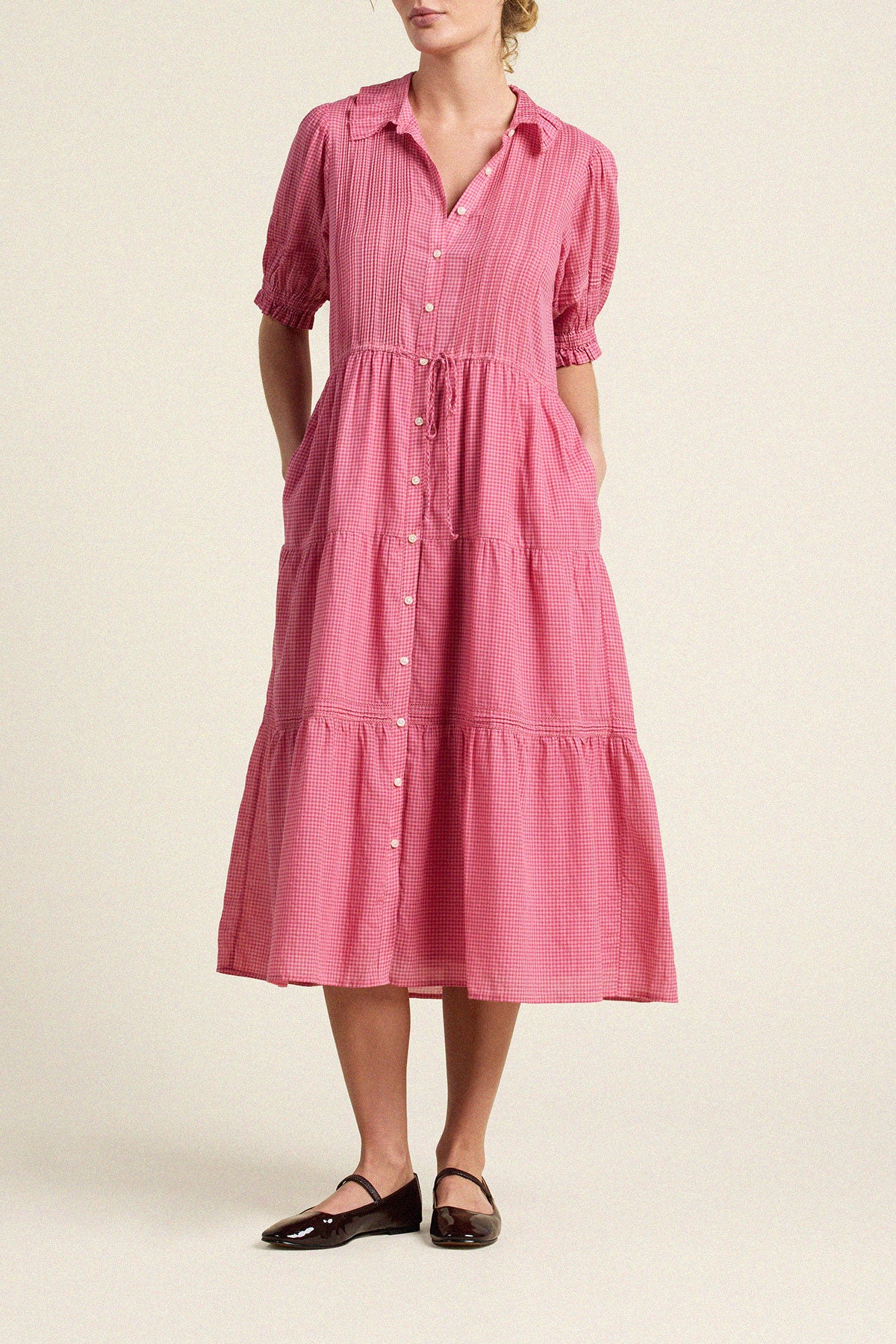 Trovata Elodie dress in Rosehip Gingham, cotton — view 3