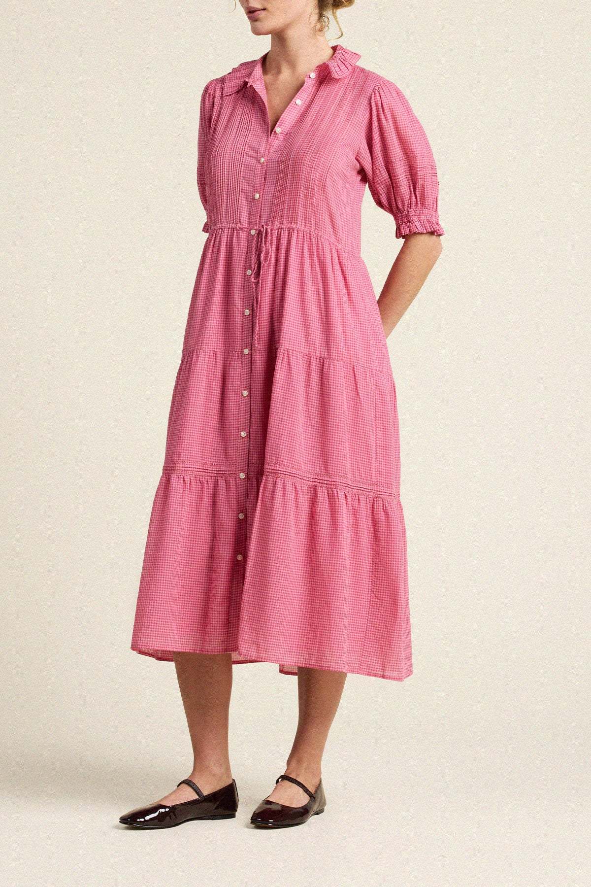 Trovata Elodie dress in Rosehip Gingham, cotton — view 4